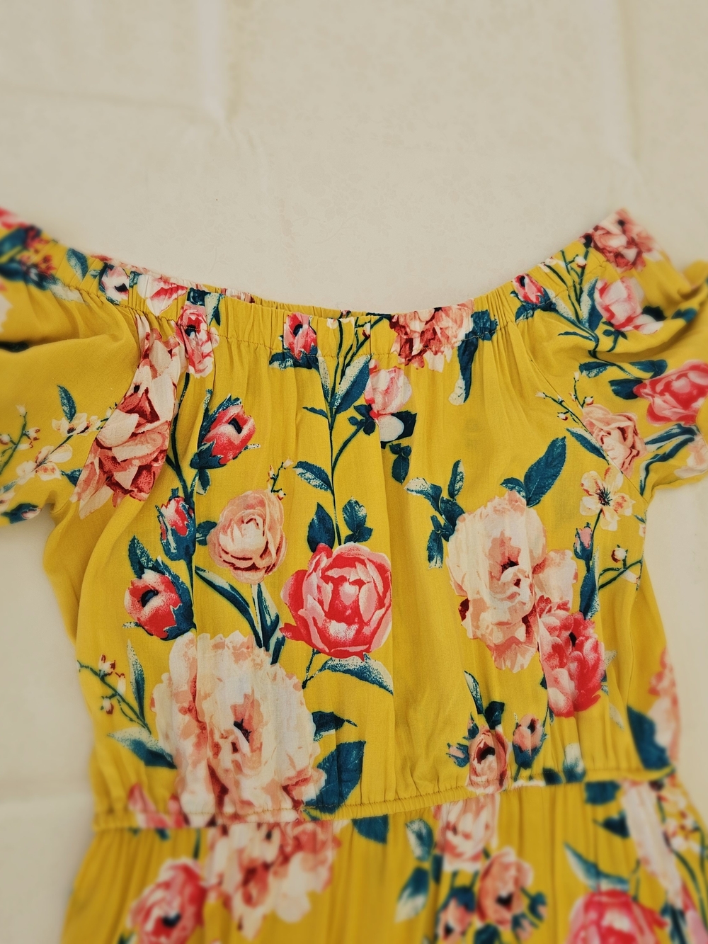Band of Gypsies Yellow Floral Off Shoulder Maxi Dress L - Picture 15 of 16